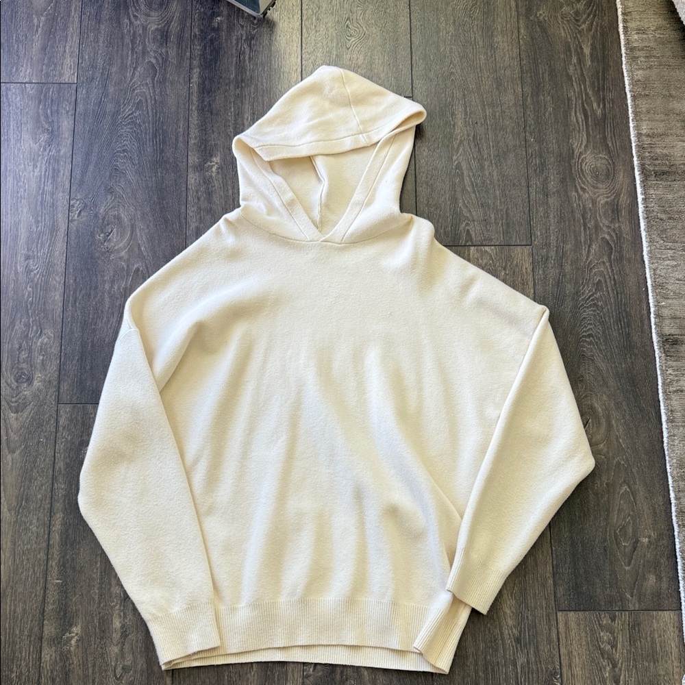 Zara Men's Beige Knit Pullover Hoodie / Sweater - Size XL - Good Condition